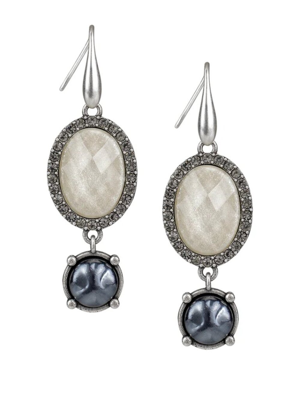 PATRICIA NASH Italian Oval Double Drop Earrings Eclectic Stone NWT